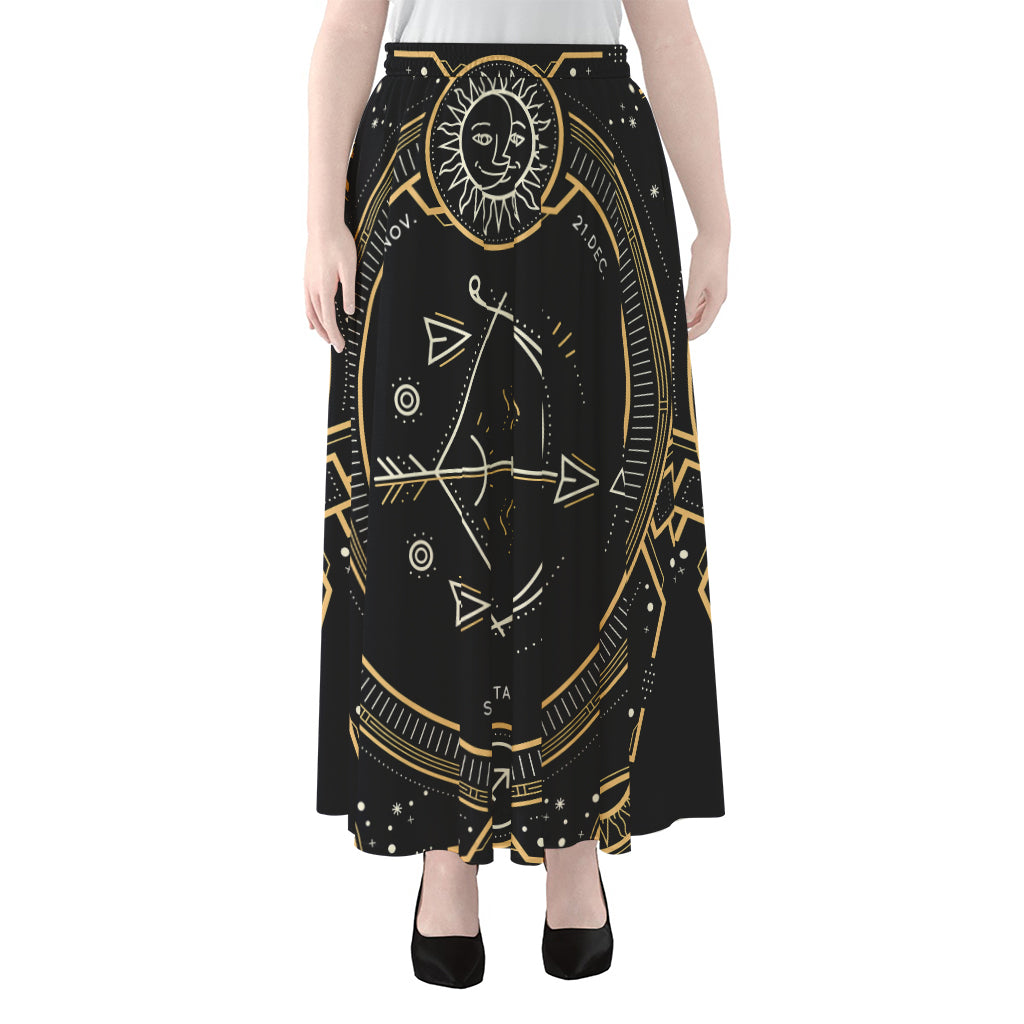 Vintage Sagittarius Zodiac Sign Print Chiffon Maxi Skirt