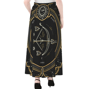 Vintage Sagittarius Zodiac Sign Print Chiffon Maxi Skirt