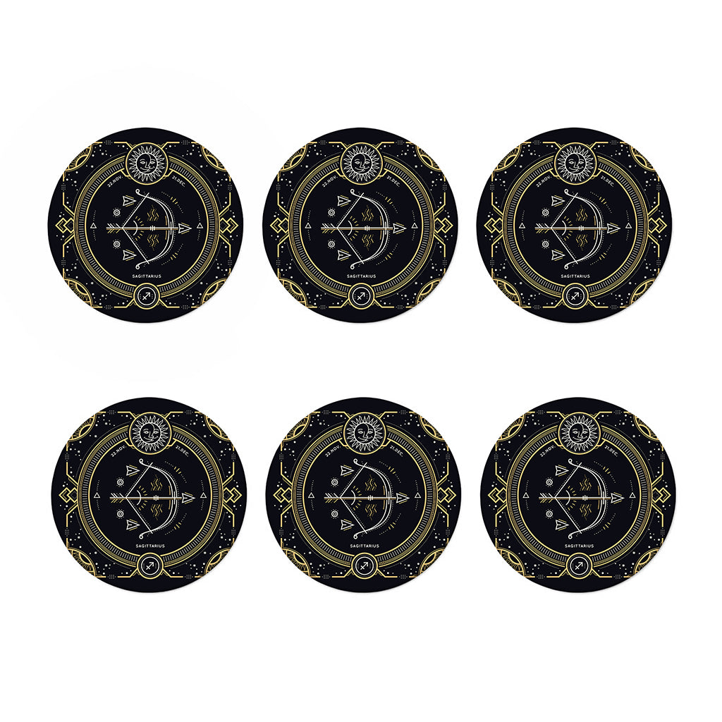 Vintage Sagittarius Zodiac Sign Print Coaster Set