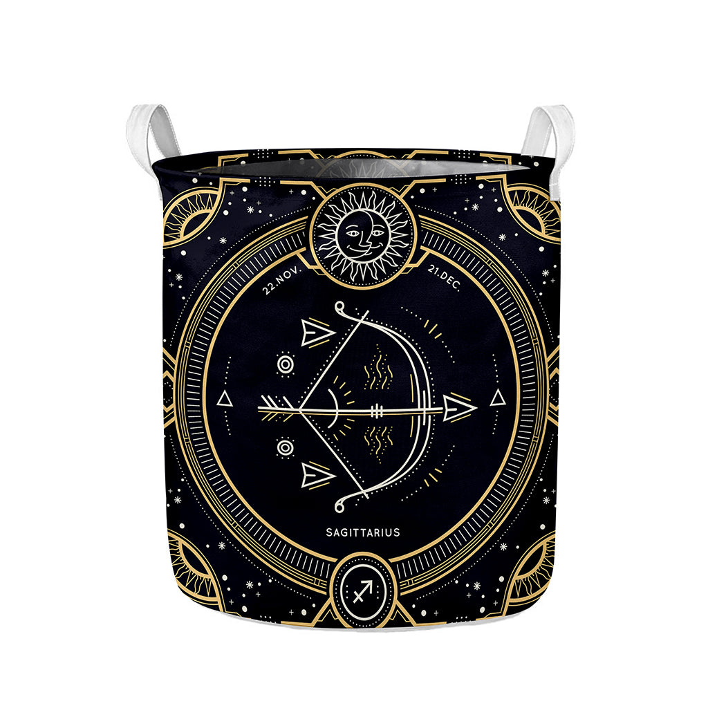 Vintage Sagittarius Zodiac Sign Print Collapsible Laundry Basket