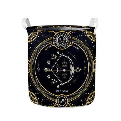 Vintage Sagittarius Zodiac Sign Print Collapsible Laundry Basket