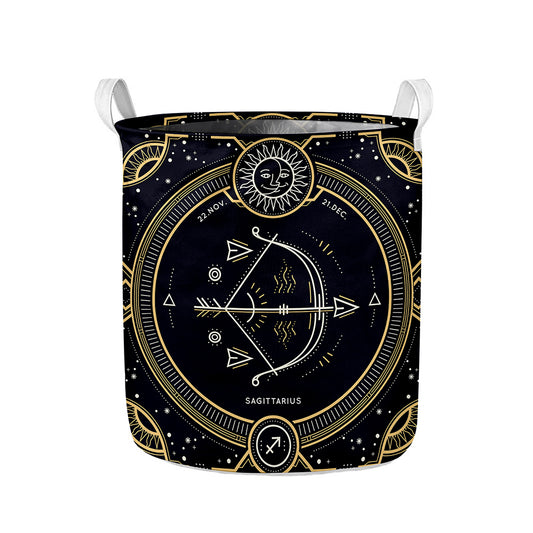 Vintage Sagittarius Zodiac Sign Print Collapsible Laundry Basket