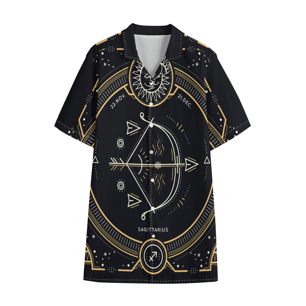 Vintage Sagittarius Zodiac Sign Print Cotton Hawaiian Shirt