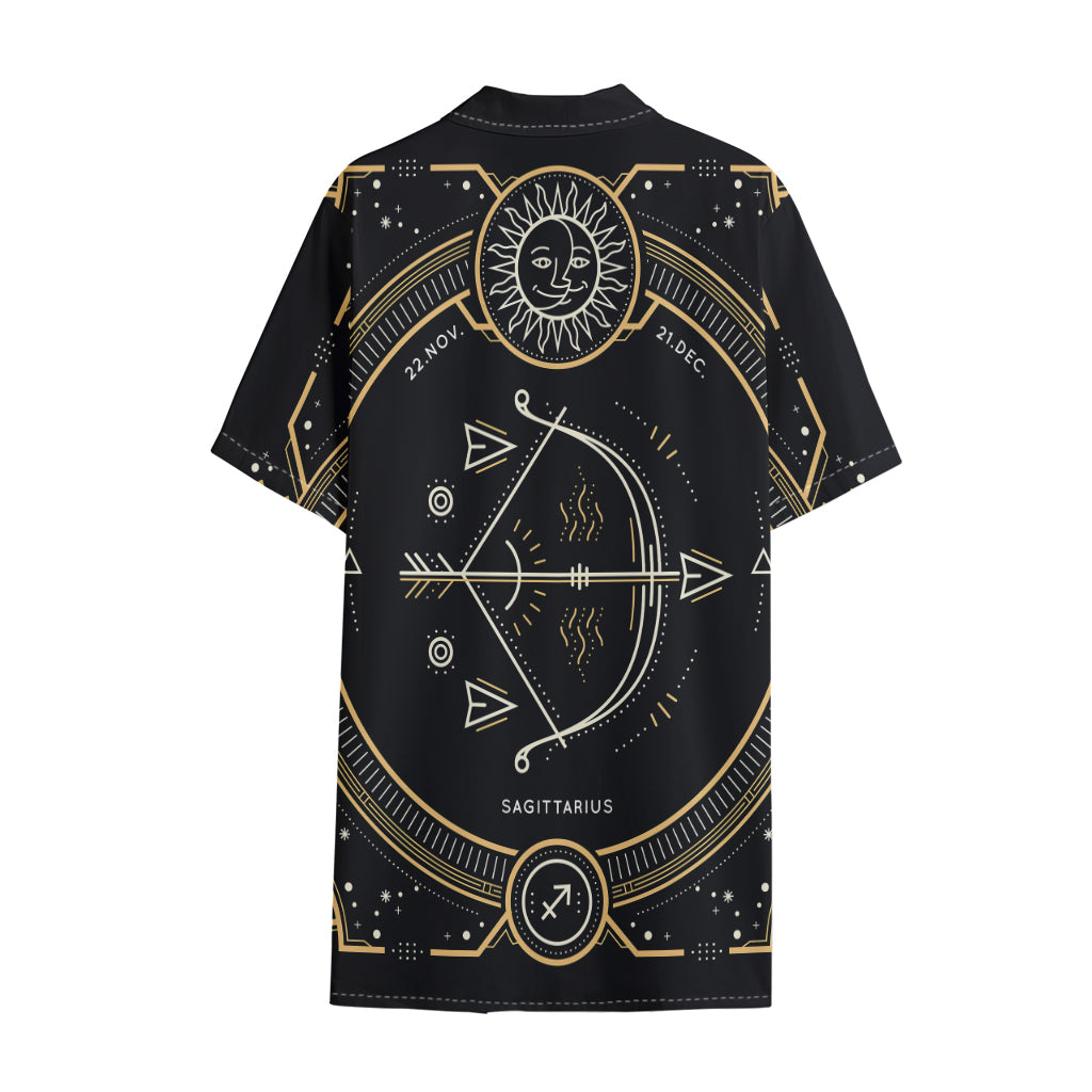 Vintage Sagittarius Zodiac Sign Print Cotton Hawaiian Shirt