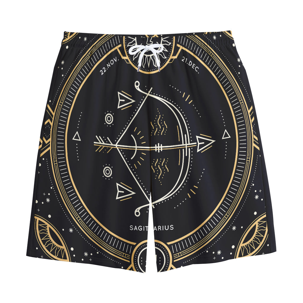 Vintage Sagittarius Zodiac Sign Print Cotton Shorts