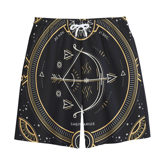 Vintage Sagittarius Zodiac Sign Print Cotton Shorts