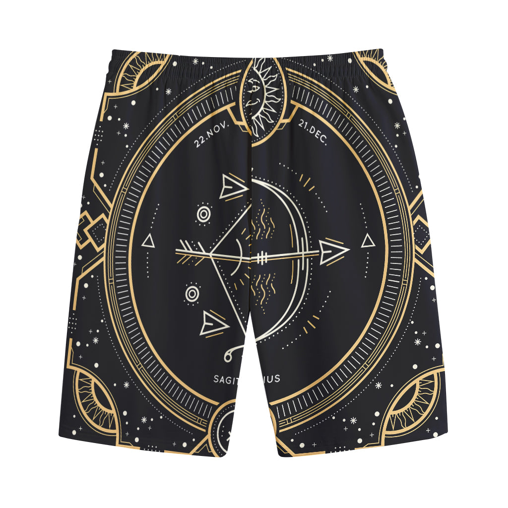 Vintage Sagittarius Zodiac Sign Print Cotton Shorts