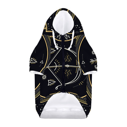Vintage Sagittarius Zodiac Sign Print Dog Zip Up Hoodie