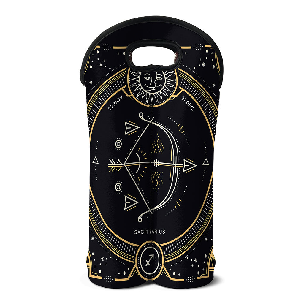 Vintage Sagittarius Zodiac Sign Print Double Neoprene Wine Tote