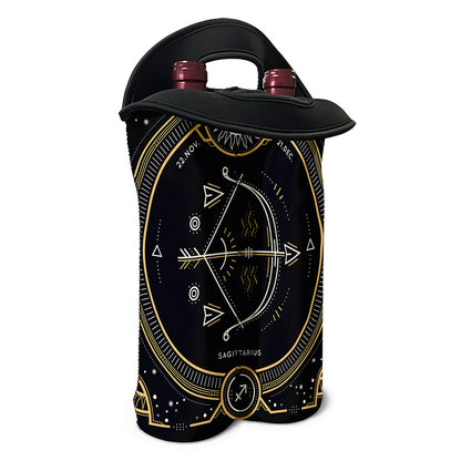 Vintage Sagittarius Zodiac Sign Print Double Neoprene Wine Tote