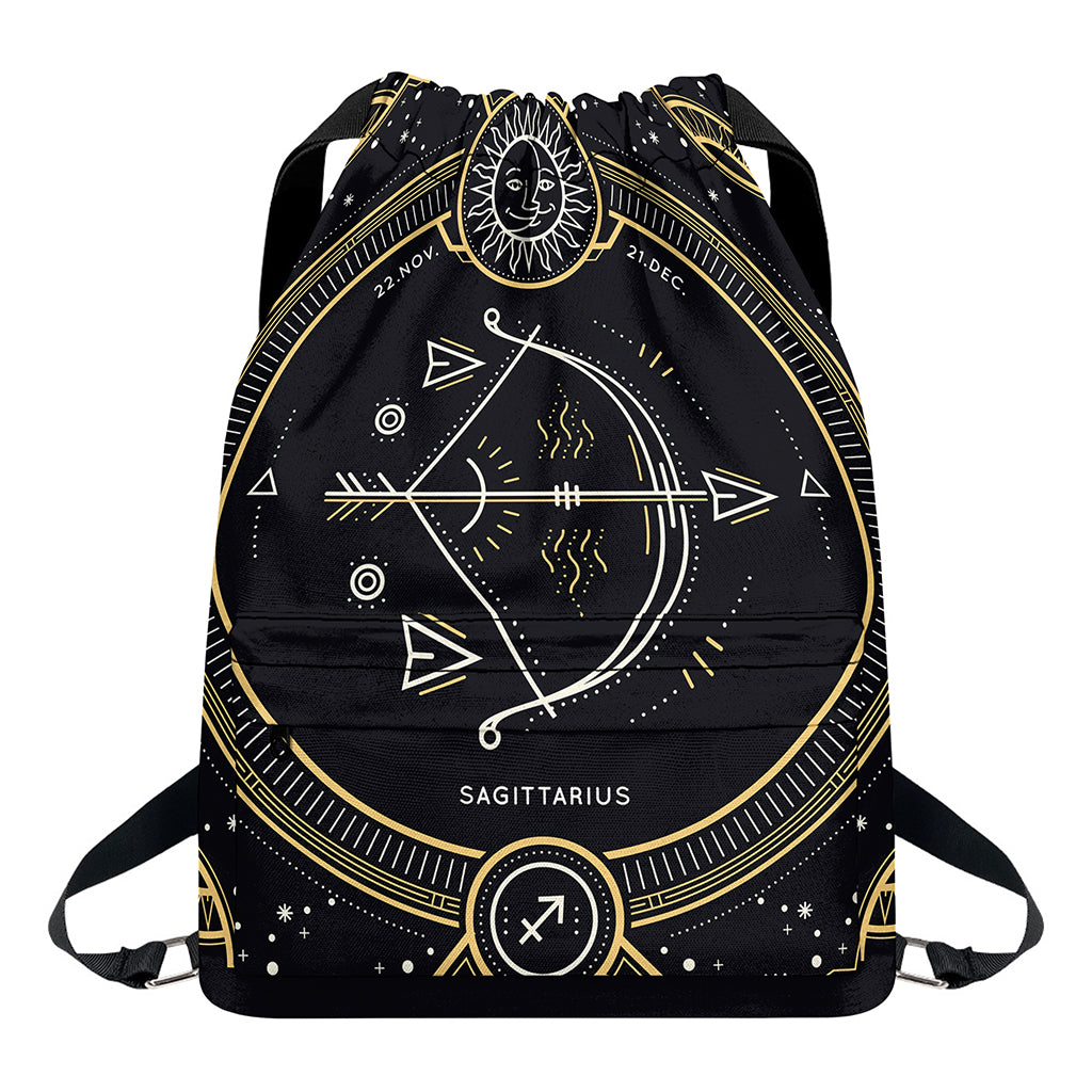 Vintage Sagittarius Zodiac Sign Print Drawstring Backpack