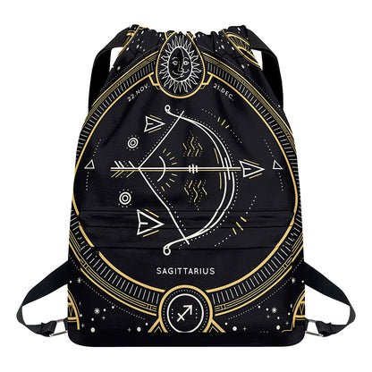 Vintage Sagittarius Zodiac Sign Print Drawstring Backpack