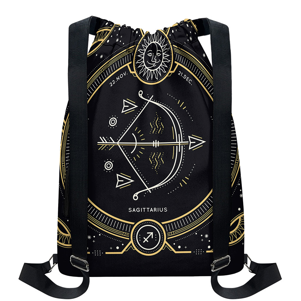 Vintage Sagittarius Zodiac Sign Print Drawstring Backpack