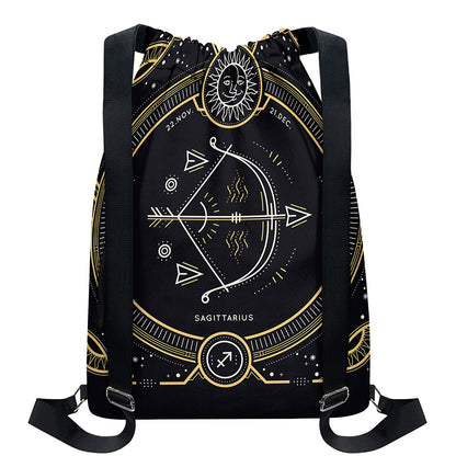 Vintage Sagittarius Zodiac Sign Print Drawstring Backpack