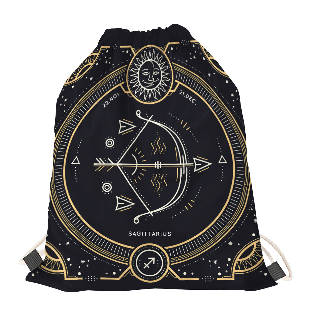 Vintage Sagittarius Zodiac Sign Print Drawstring Bag