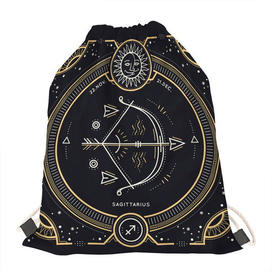 Vintage Sagittarius Zodiac Sign Print Drawstring Bag