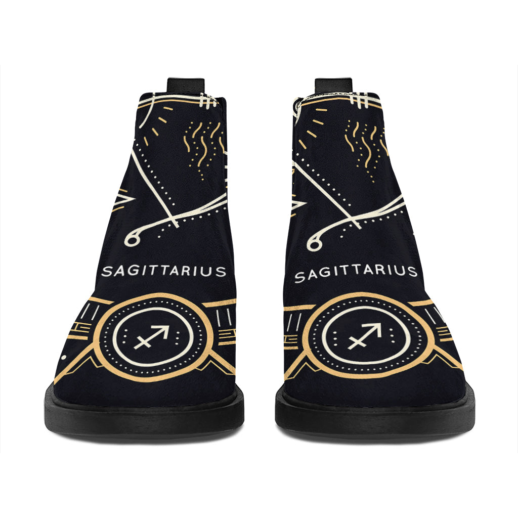 Vintage Sagittarius Zodiac Sign Print Flat Ankle Boots