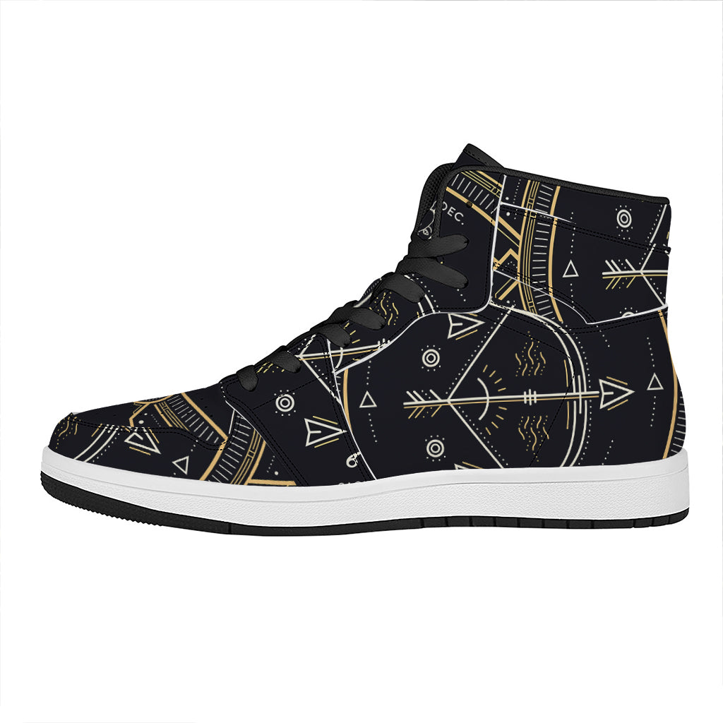 Vintage Sagittarius Zodiac Sign Print High Top Leather Sneakers