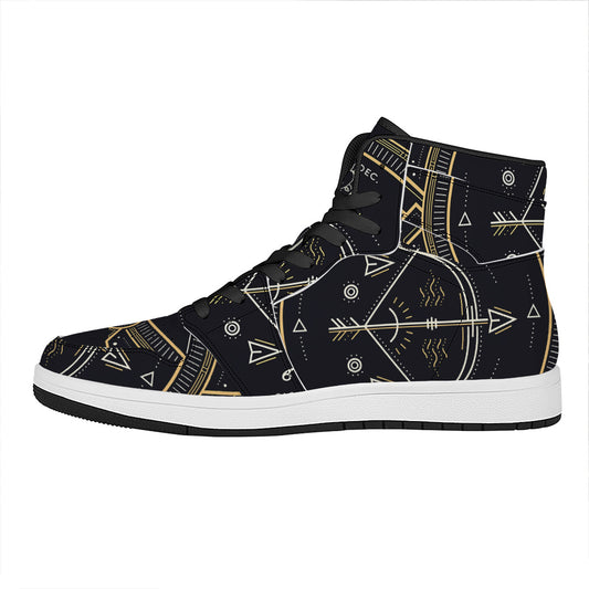 Vintage Sagittarius Zodiac Sign Print High Top Leather Sneakers