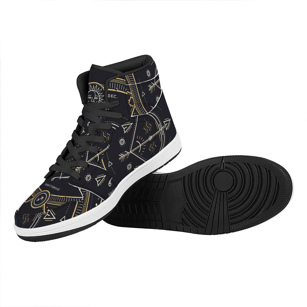 Vintage Sagittarius Zodiac Sign Print High Top Leather Sneakers
