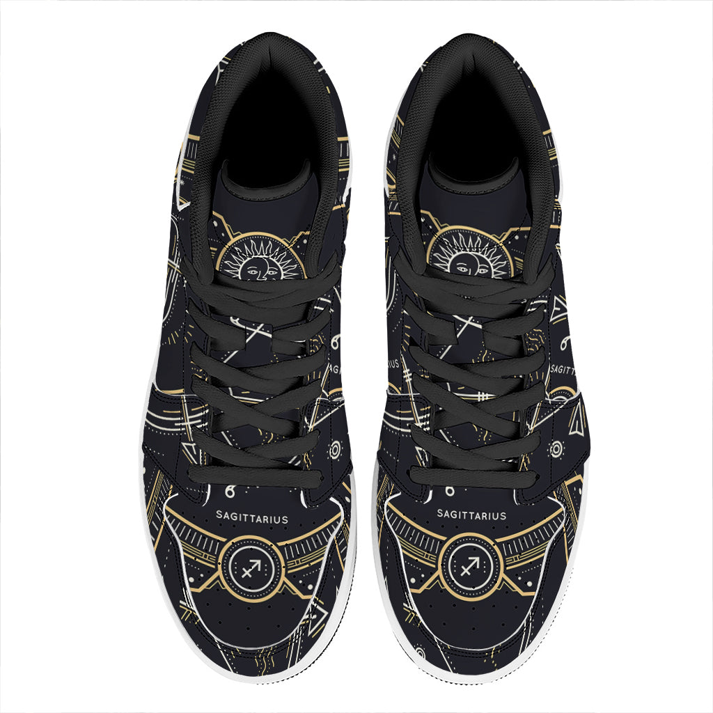 Vintage Sagittarius Zodiac Sign Print High Top Leather Sneakers