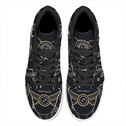 Vintage Sagittarius Zodiac Sign Print High Top Leather Sneakers