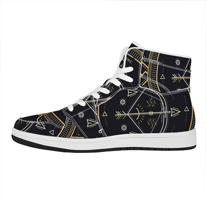 Vintage Sagittarius Zodiac Sign Print High Top Leather Sneakers