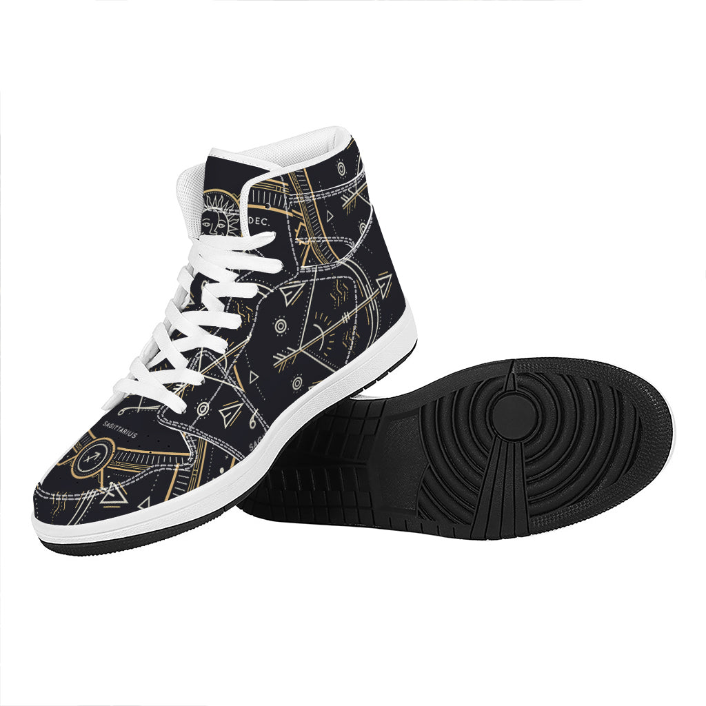 Vintage Sagittarius Zodiac Sign Print High Top Leather Sneakers