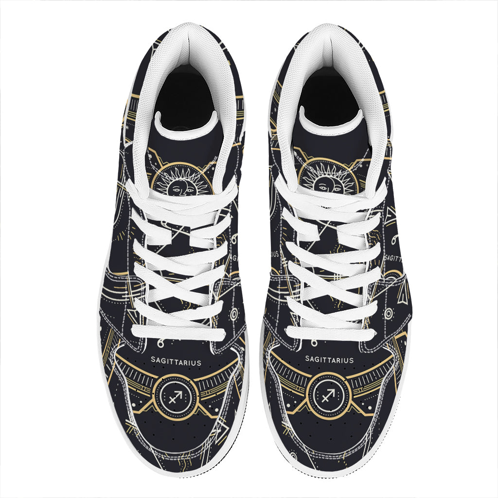 Vintage Sagittarius Zodiac Sign Print High Top Leather Sneakers