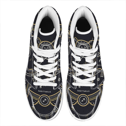 Vintage Sagittarius Zodiac Sign Print High Top Leather Sneakers