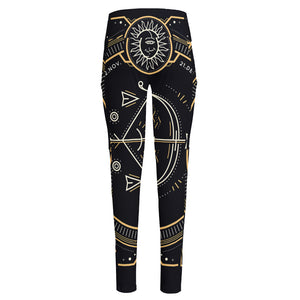 Vintage Sagittarius Zodiac Sign Print High-Waisted Pocket Leggings