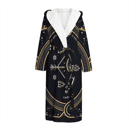 Vintage Sagittarius Zodiac Sign Print Hooded Bathrobe