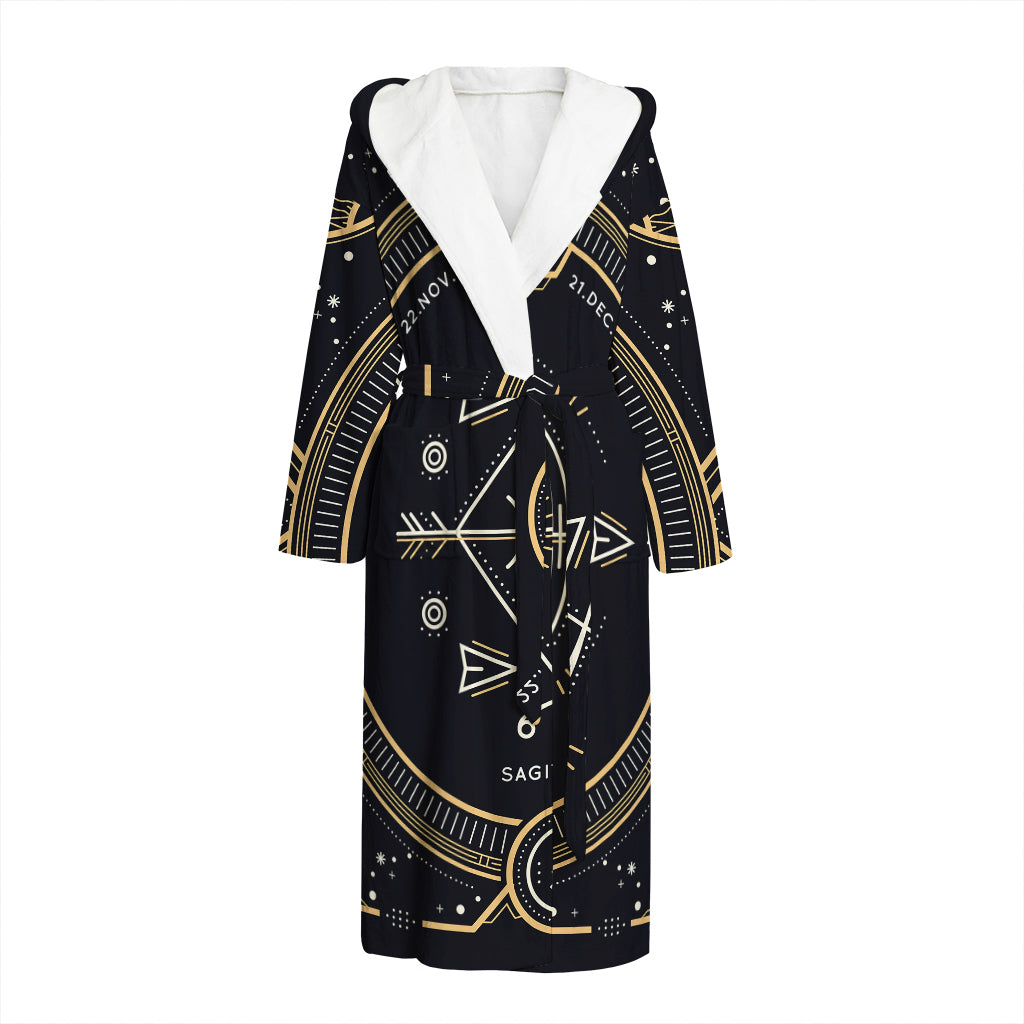 Vintage Sagittarius Zodiac Sign Print Hooded Bathrobe