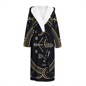 Vintage Sagittarius Zodiac Sign Print Hooded Bathrobe