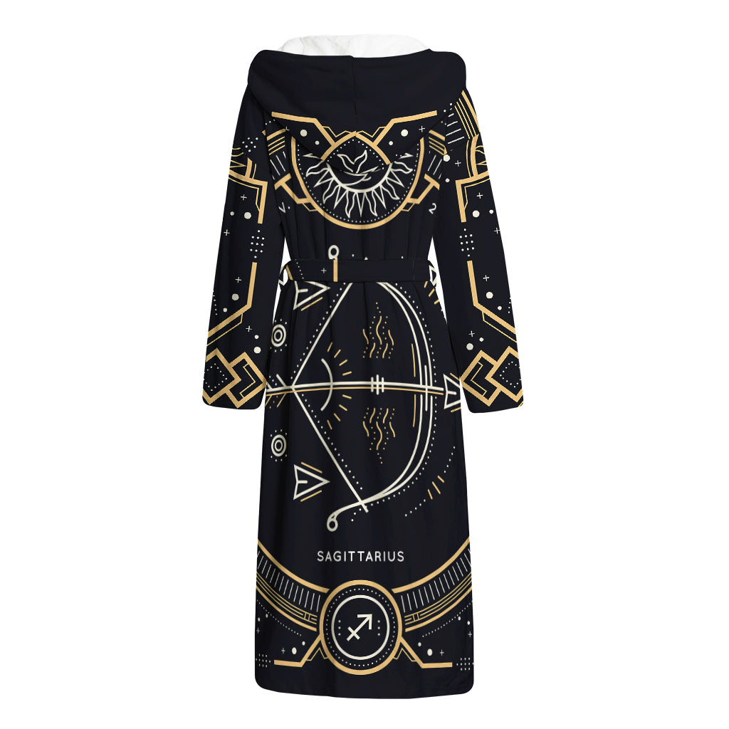 Vintage Sagittarius Zodiac Sign Print Hooded Bathrobe