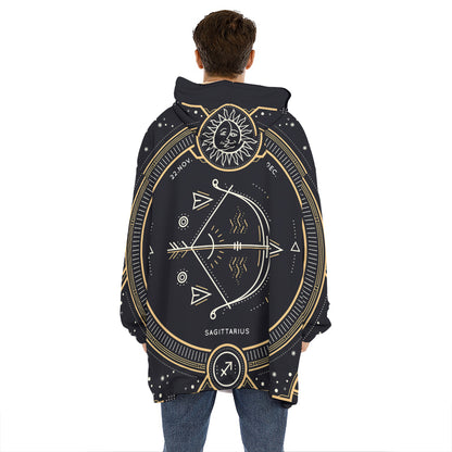 Vintage Sagittarius Zodiac Sign Print Hoodie Blanket