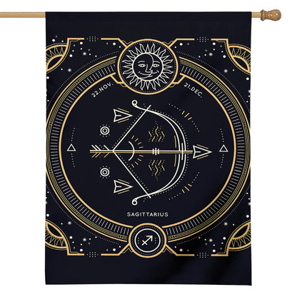 Vintage Sagittarius Zodiac Sign Print House Flag