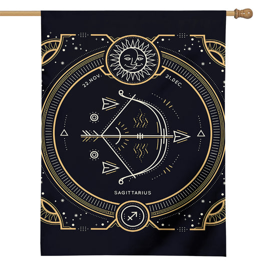 Vintage Sagittarius Zodiac Sign Print House Flag