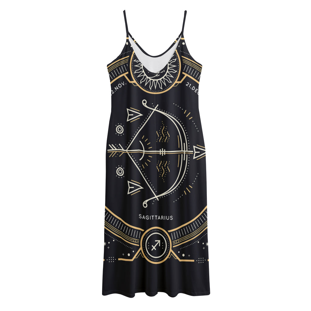 Vintage Sagittarius Zodiac Sign Print Jersey Midi Cami Dress