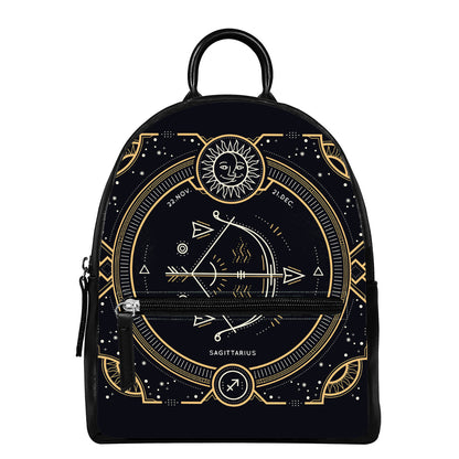 Vintage Sagittarius Zodiac Sign Print Leather Backpack