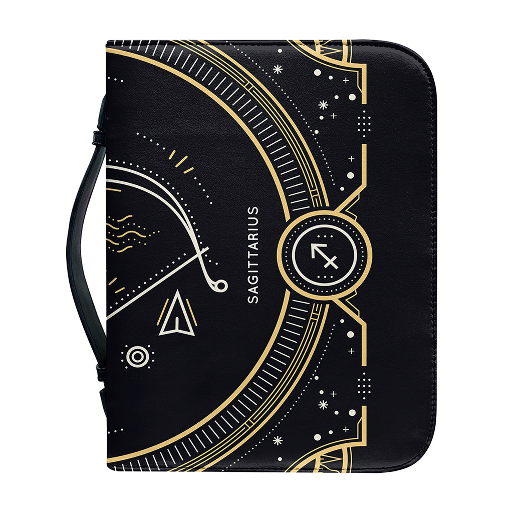 Vintage Sagittarius Zodiac Sign Print Leather Bible Cover