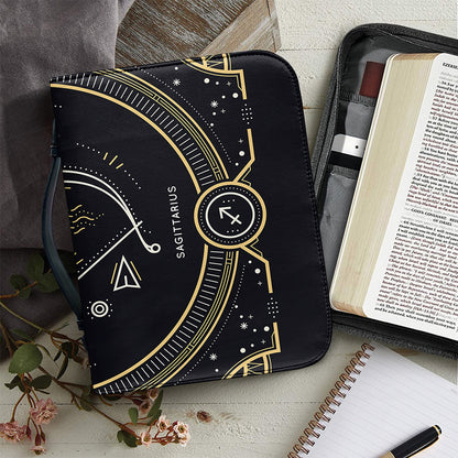 Vintage Sagittarius Zodiac Sign Print Leather Bible Cover