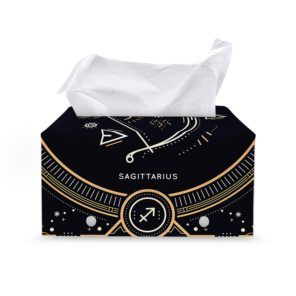 Vintage Sagittarius Zodiac Sign Print Leather Tissue Box Cover