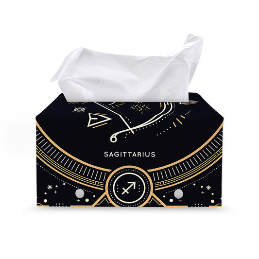 Vintage Sagittarius Zodiac Sign Print Leather Tissue Box Cover