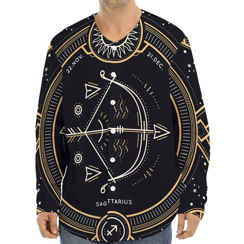 Vintage Sagittarius Zodiac Sign Print Long Sleeve Baseball Jersey