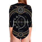 Vintage Sagittarius Zodiac Sign Print Long Sleeve Swimsuit