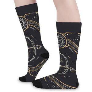 Vintage Sagittarius Zodiac Sign Print Long Socks