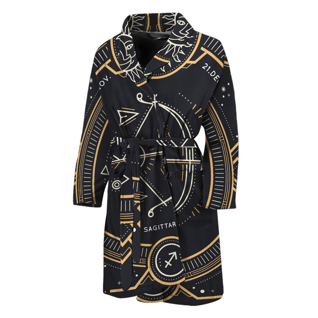 Vintage Sagittarius Zodiac Sign Print Men's Bathrobe