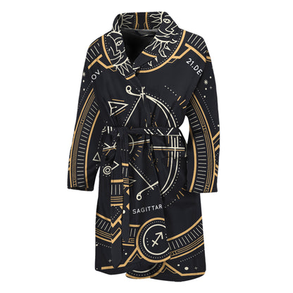 Vintage Sagittarius Zodiac Sign Print Men's Bathrobe