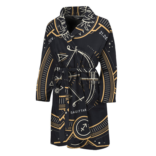 Vintage Sagittarius Zodiac Sign Print Men's Bathrobe